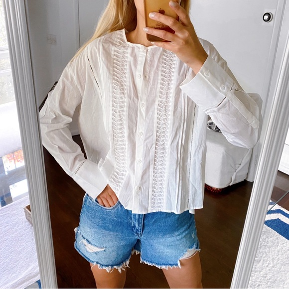 🐚 ZARA IVORY PRRFORATED THE MONA BLOUSE! - Picture 2 of 16